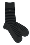 The Earl Striped Bamboo Socks - Ash Grey