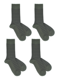 The Earl Striped Bamboo Socks - Sage Green, Set of 4