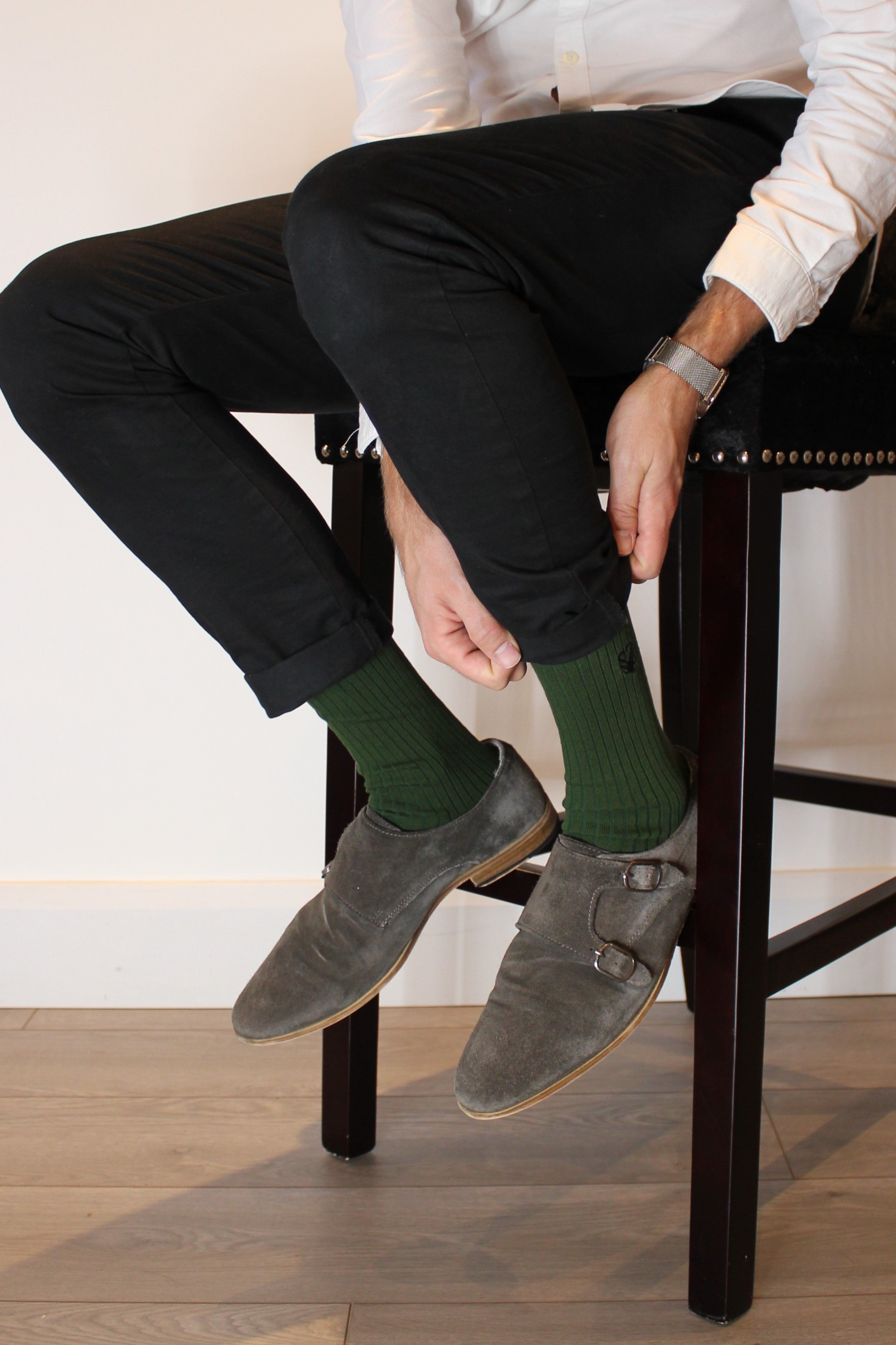 Putting Green Ribbed Bamboo Men's Socks | The Duke | Sirluxe Socks