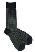 The Baron Houndstooth Bamboo Socks - Midnight Blue, Set of 4