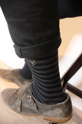 The Earl Striped Bamboo Socks - Ash Grey